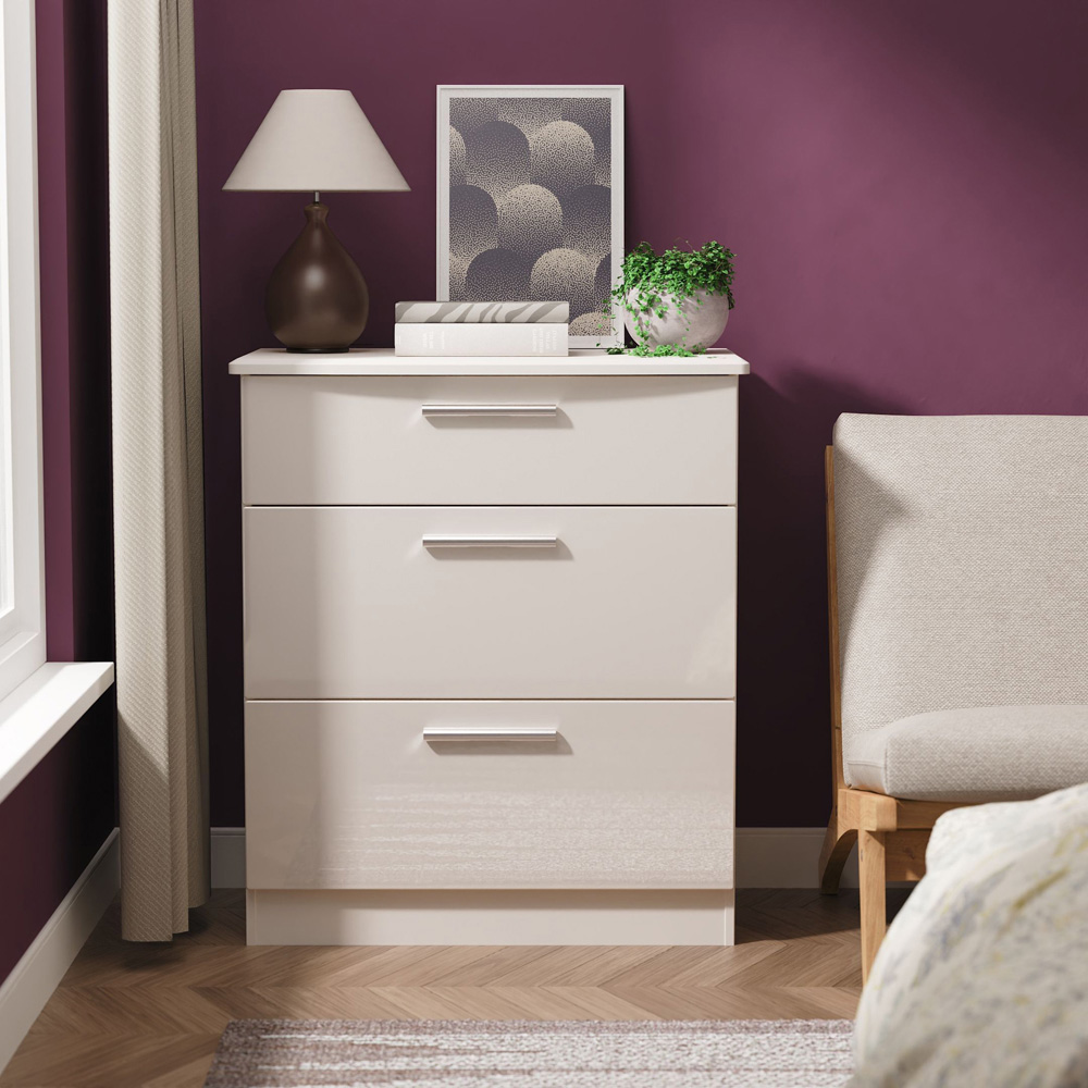 Crowndale Knightsbridge 3 Drawer Kashmir Gloss Deep Chest of Drawers Ready Assembled Image 7