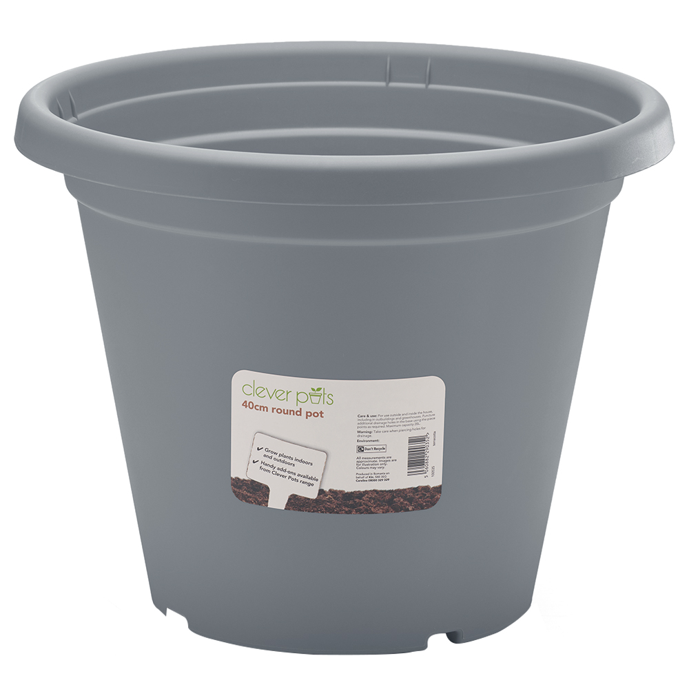 Clever Pots Grey Plastic Round Plant Pot 40cm Image 3