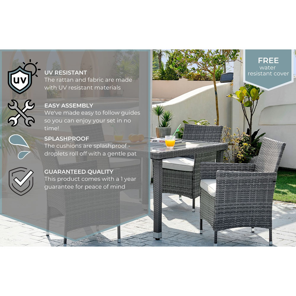 Furniturebox Grenada Grey Rattan 4 Seater Outdoor Dining Set Image 6