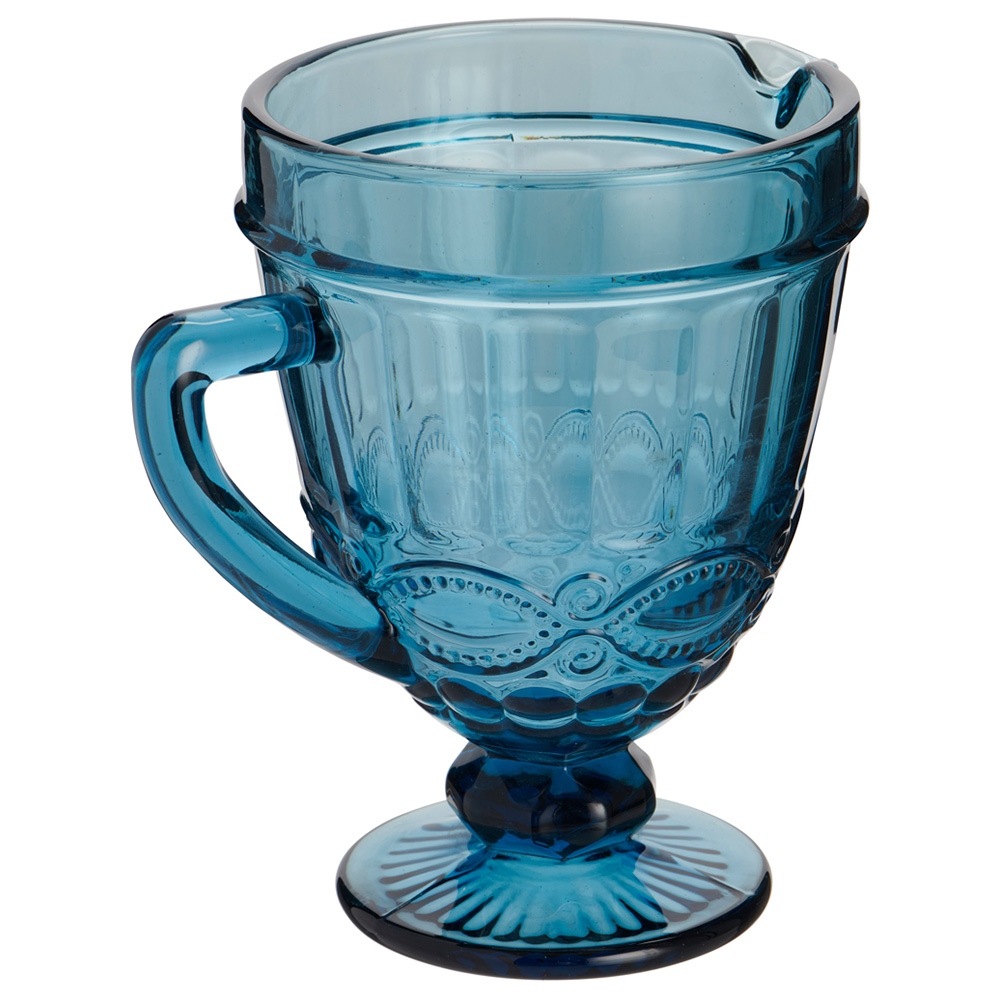 Wilko Embossed Blue Glass Jug Image 4