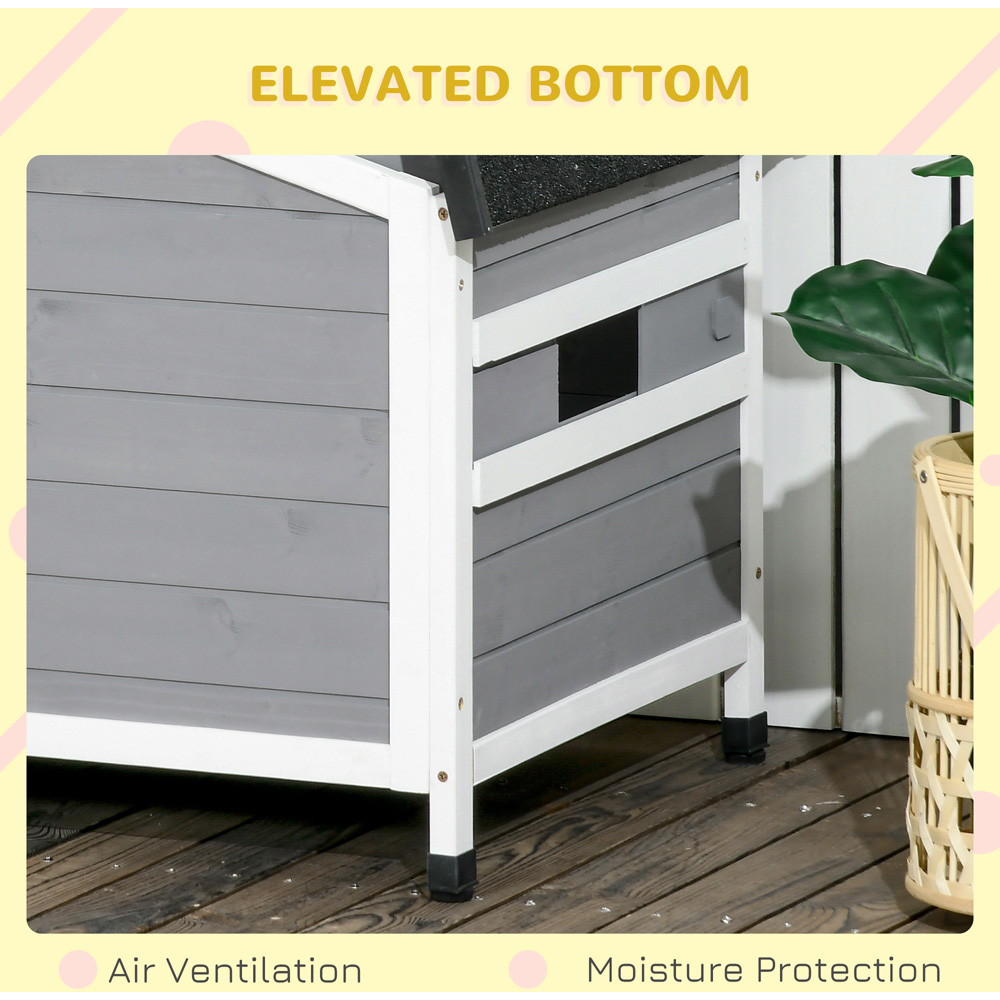 PawHut 65 x 72cm Grey Wooden Outdoor Dog Kennel Image 4