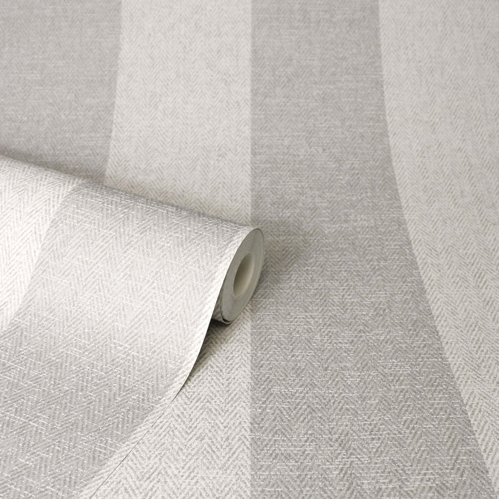 Crown Harris Stripe Soft Grey Wallpaper Image 2