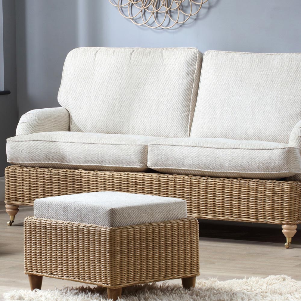 Desser Furniture Seville 3 Seater Light Oak Natural Rattan Jasper Sofa Image 3