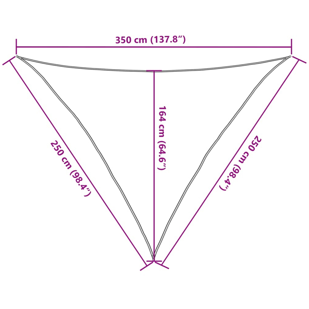 vidaXL Yellow Triangular Sun Shade Sail 2.5 x 2.5 x 2.5cm Image 8