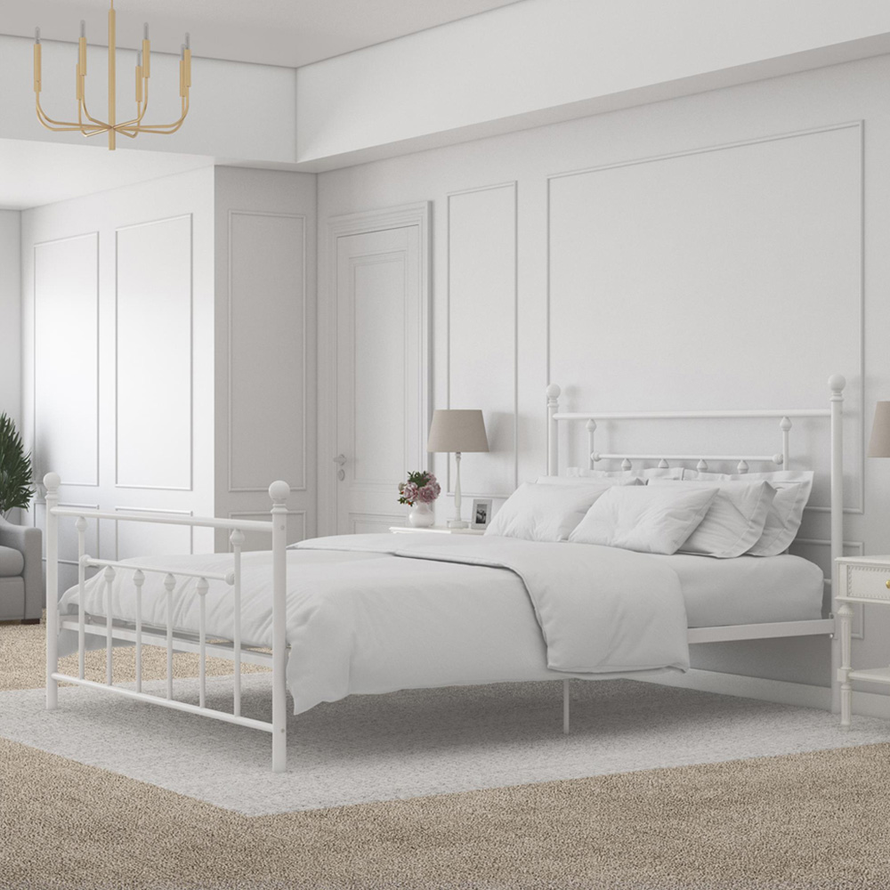 Dorel Manila King Size White Metal Bed Frame Image 1