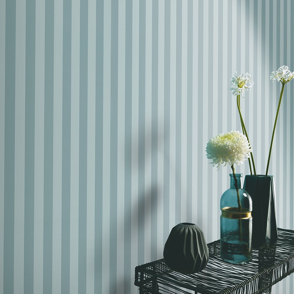 Erismann Heritage Stripe Green and Blue Wallpaper Image 4
