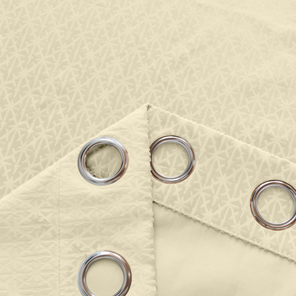 Alan Symonds Temple Cream Velvet Blackout Ring Top Eyelet Curtains 168 x 137cm Image 3