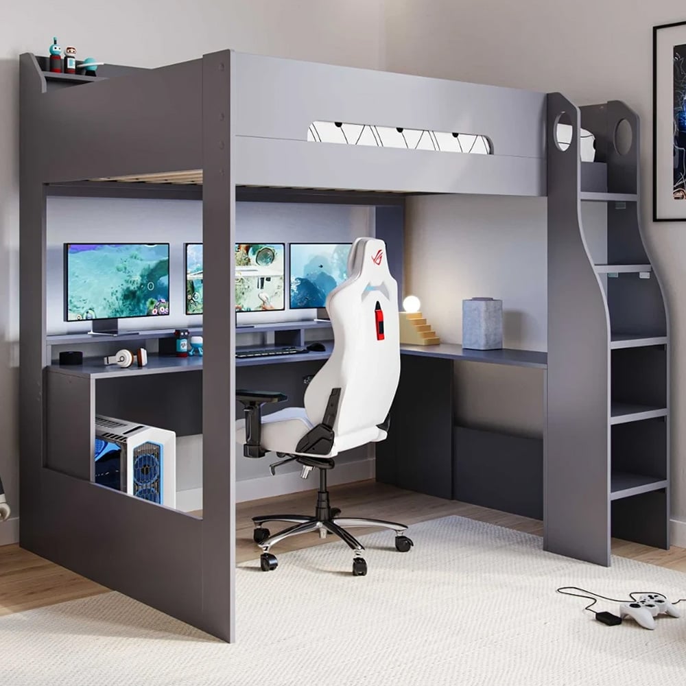 Flair Skyhigh Small Double Anthracite Gaming High Sleeper Bed Image 1
