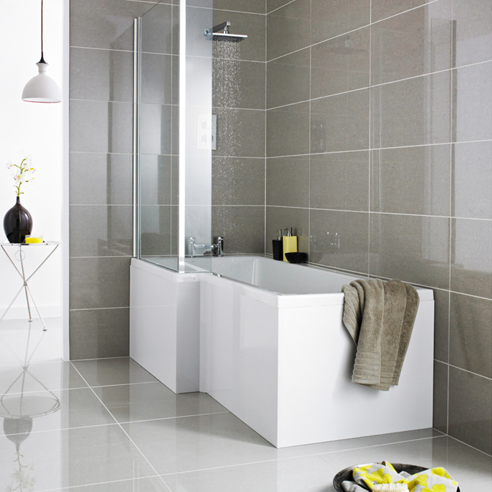 nuie White Square Shower Bath Front Panel 1500mm Image 2