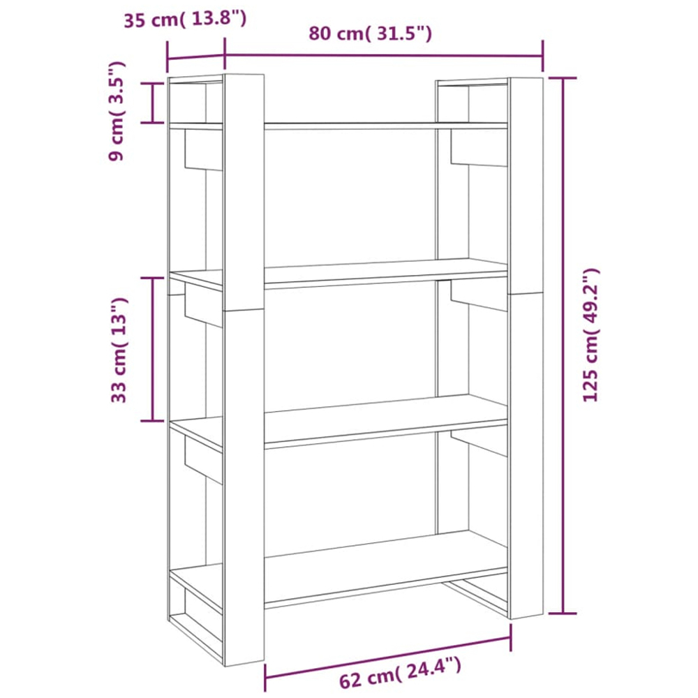 vidaXL 4 Shelf Grey Solid Pine Wood Bookcase Image 9
