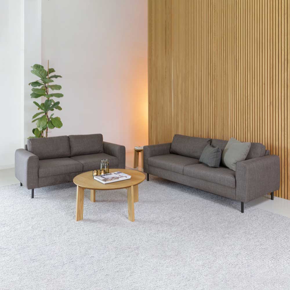 Florence Omaha 2 Seater Light Grey and Brown Fabric Sofa Image 9