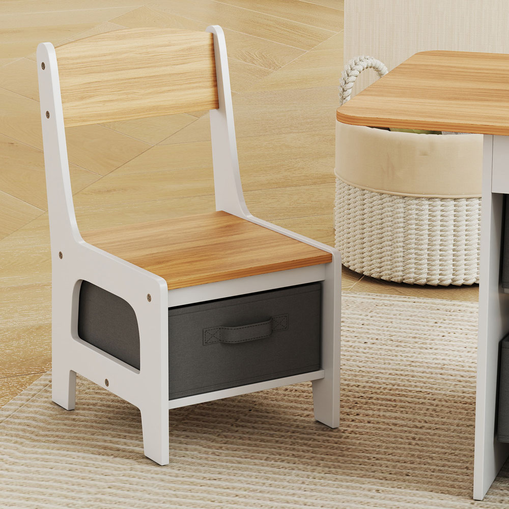 AIYAPLAY Natural Kids Table and Chair Set with 6 Removable Drawers Image 2
