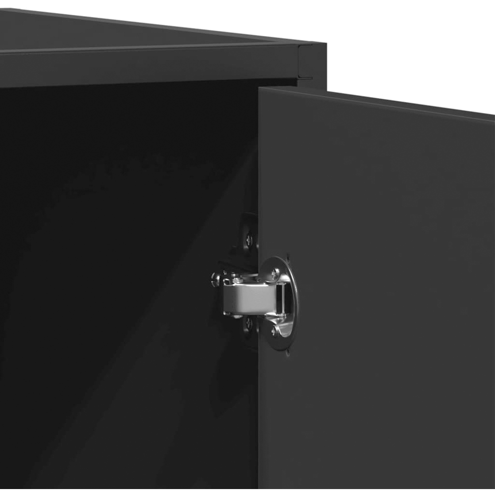vidaXL 2 Door 4 Drawer Black Metal Frame Wooden Sideboard Image 7