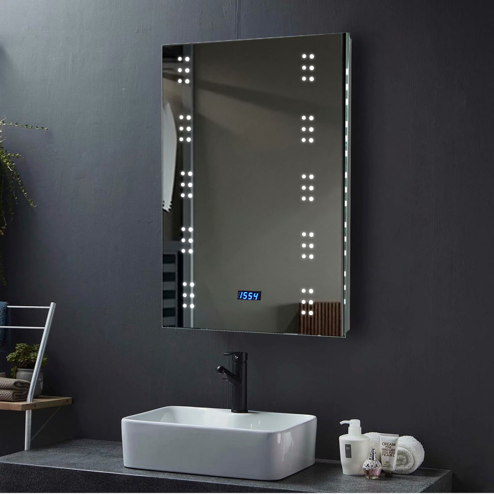Living and Home White Bathroom Mirror with Sensor Controlled LED Light 50 x 70cm Image 5