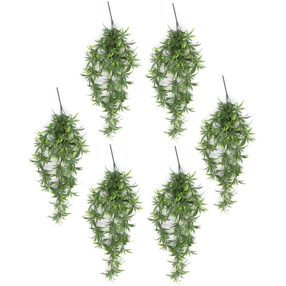 Leaf Fronded Thyme Hanging UV and Fire Resistant Artificial Plant 70cm 6 Pack Image 1