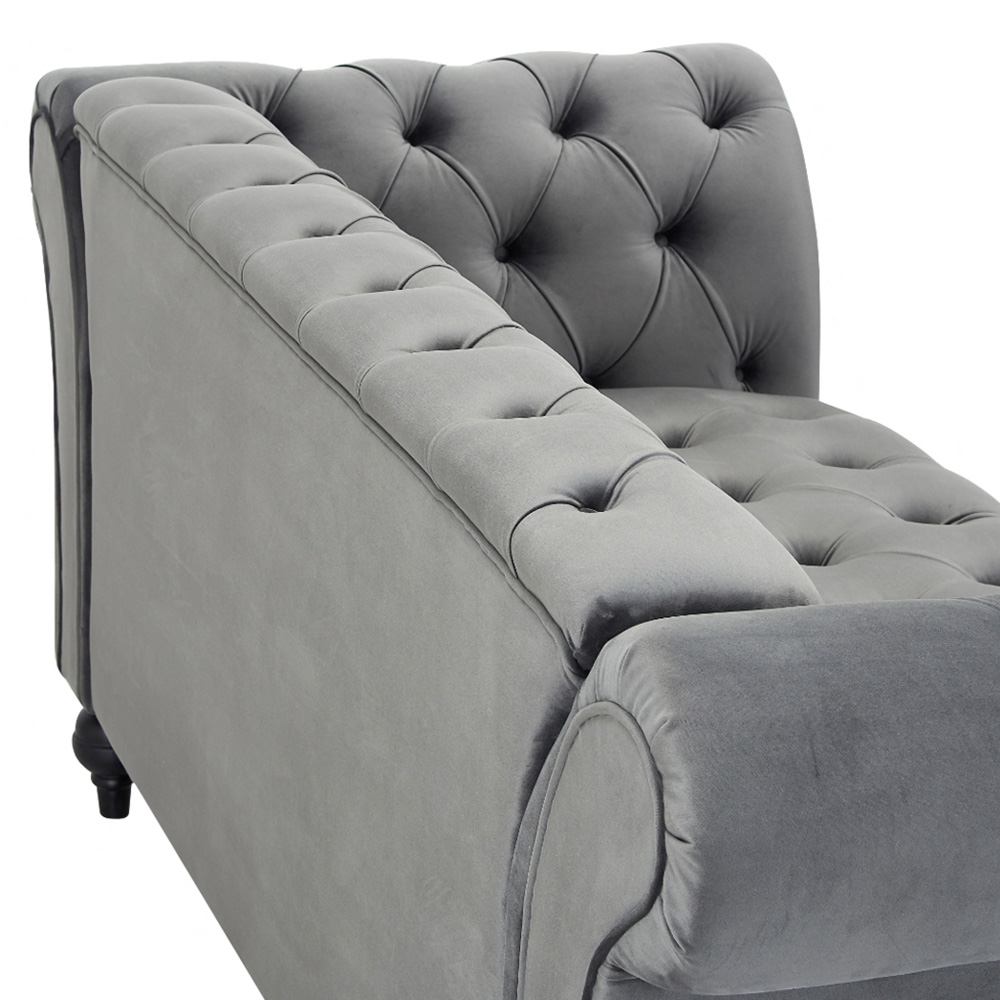 Home Detail Mayfair 3 Seater Grey Velvet Curved Sofa Image 6