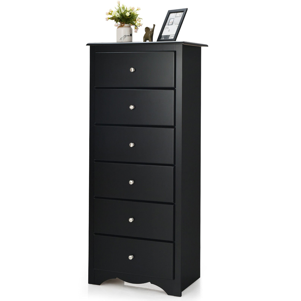 Costway 6 Drawer Black Storage Cabinet Image 3