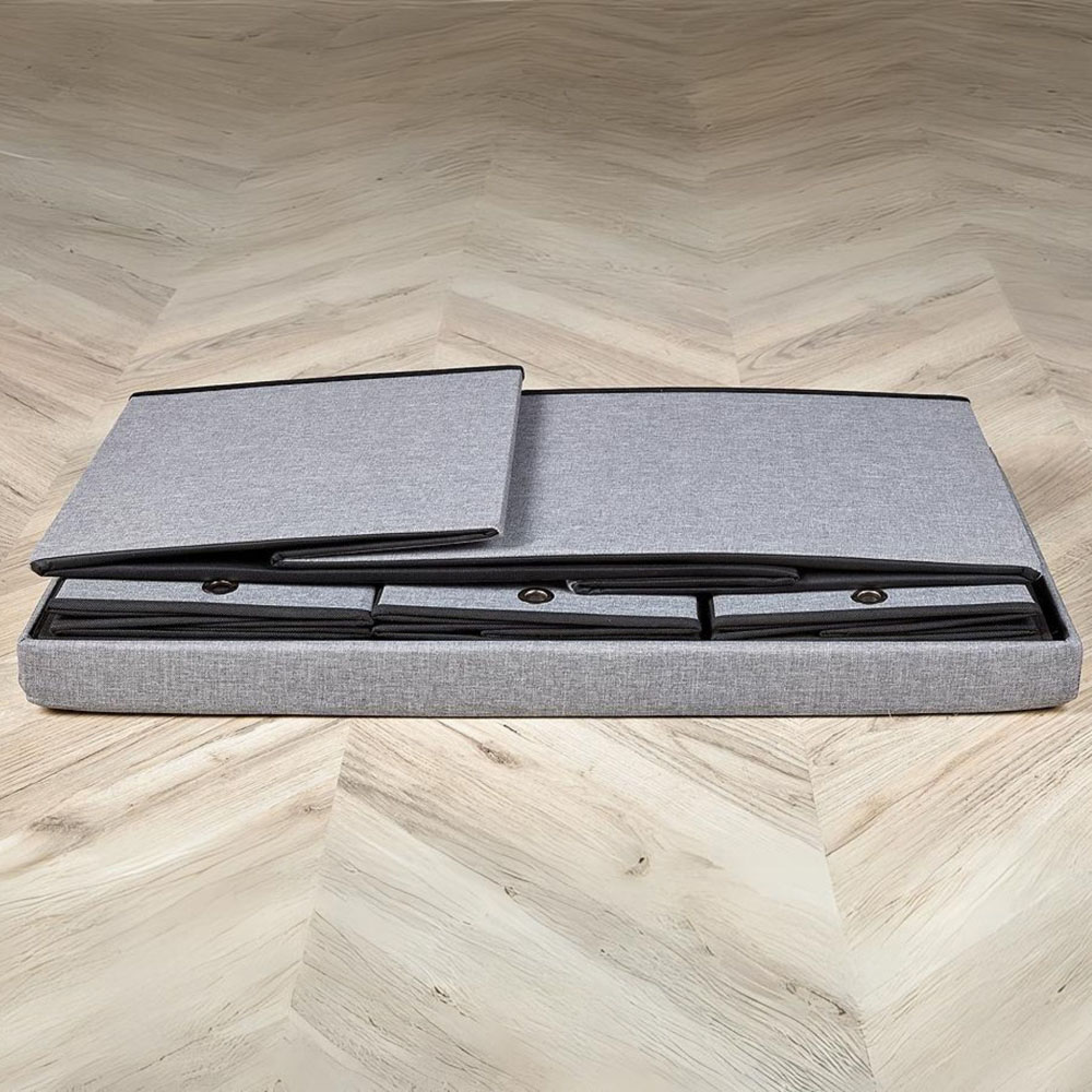 Home Source Sofia Grey Folding Ottoman with 6 Drawers Image 6