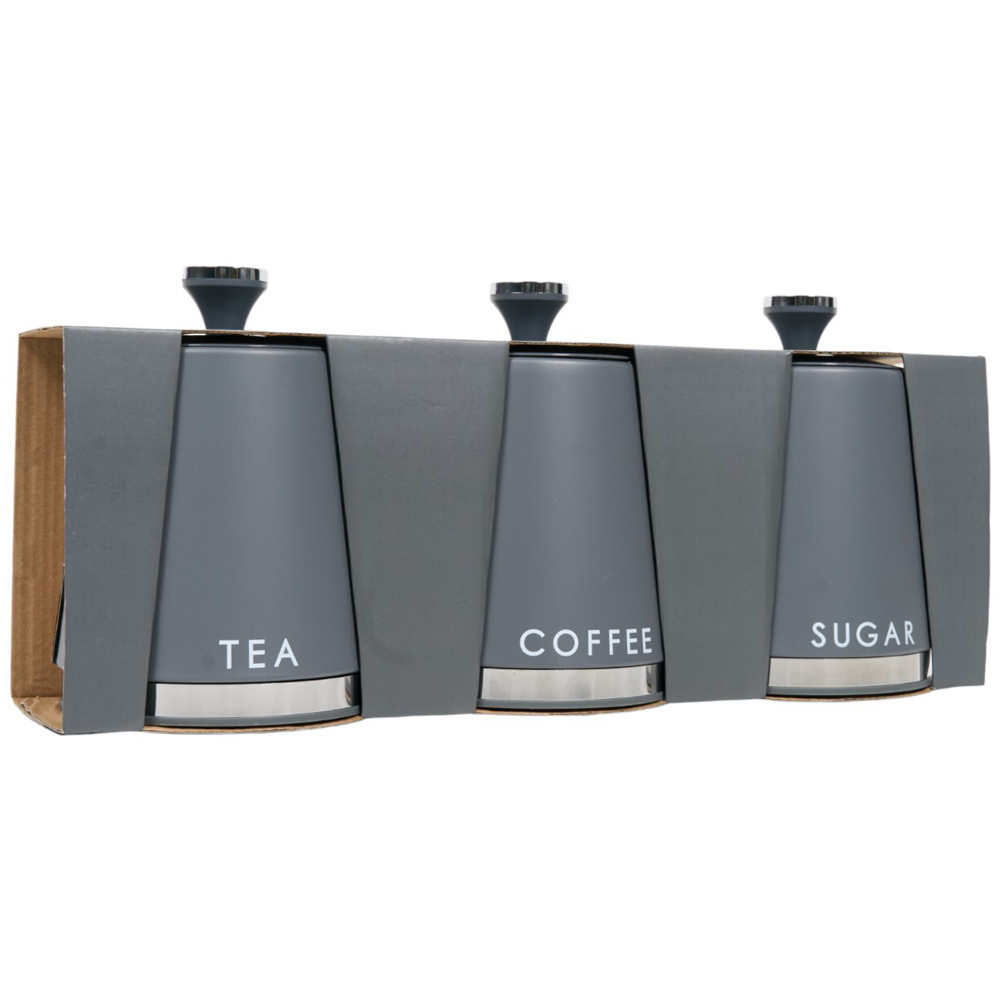 Set of 3 Canisters with Handle Grey Image 2