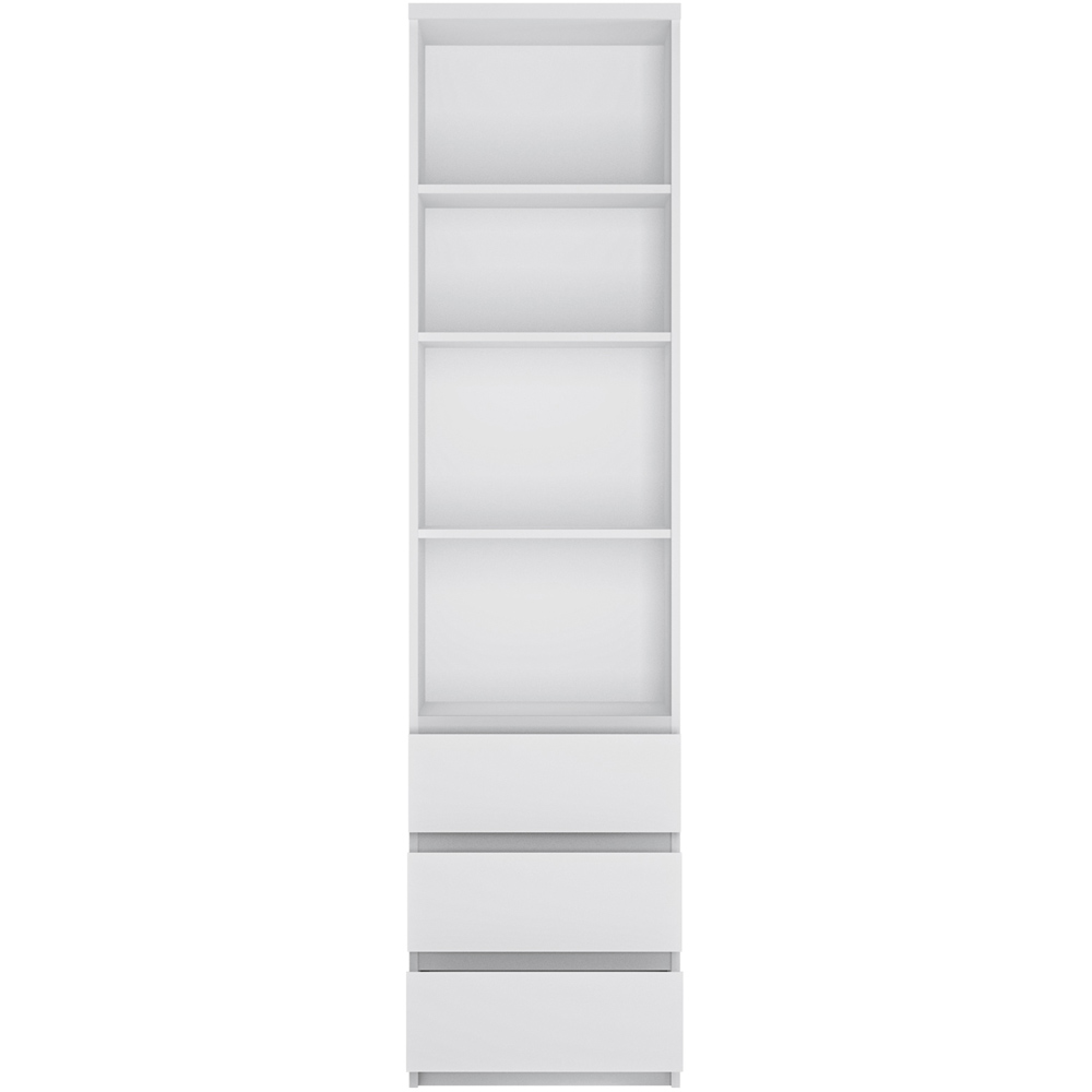 Florence Fribo 3 Drawer 4 Shelf White Tall Narrow Bookcase Image 3
