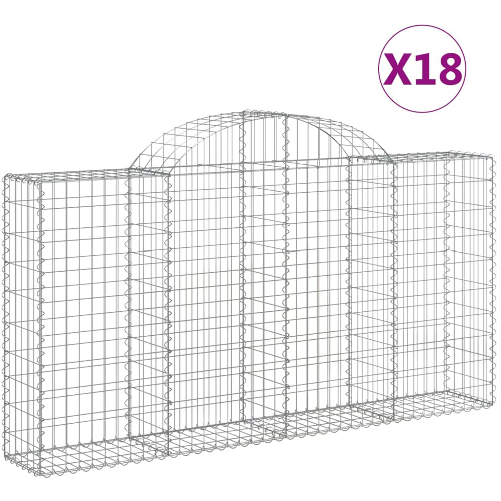 vidaXL Silver Galvanised Iron Arched Gabion Basket 200 x 30 x 100/120cm 18 Pack Image 4