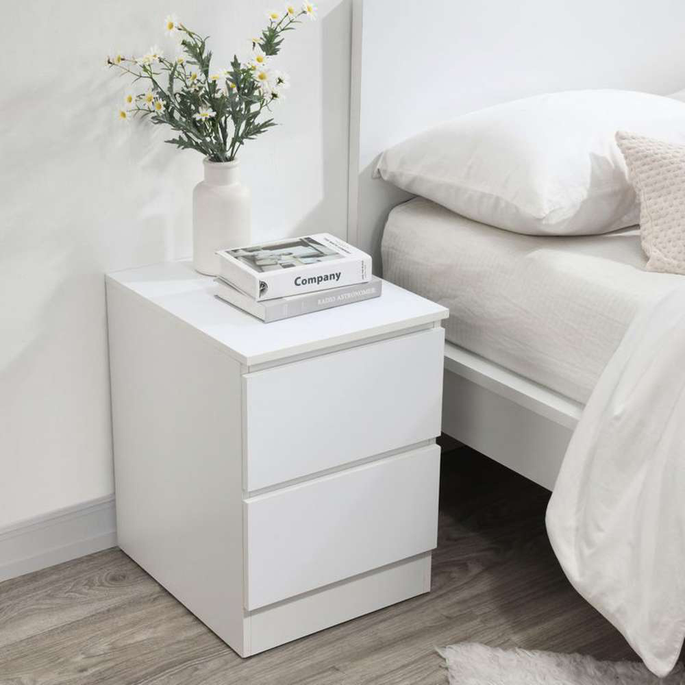 Oslo 2 Drawer White Bedside Table Image 7