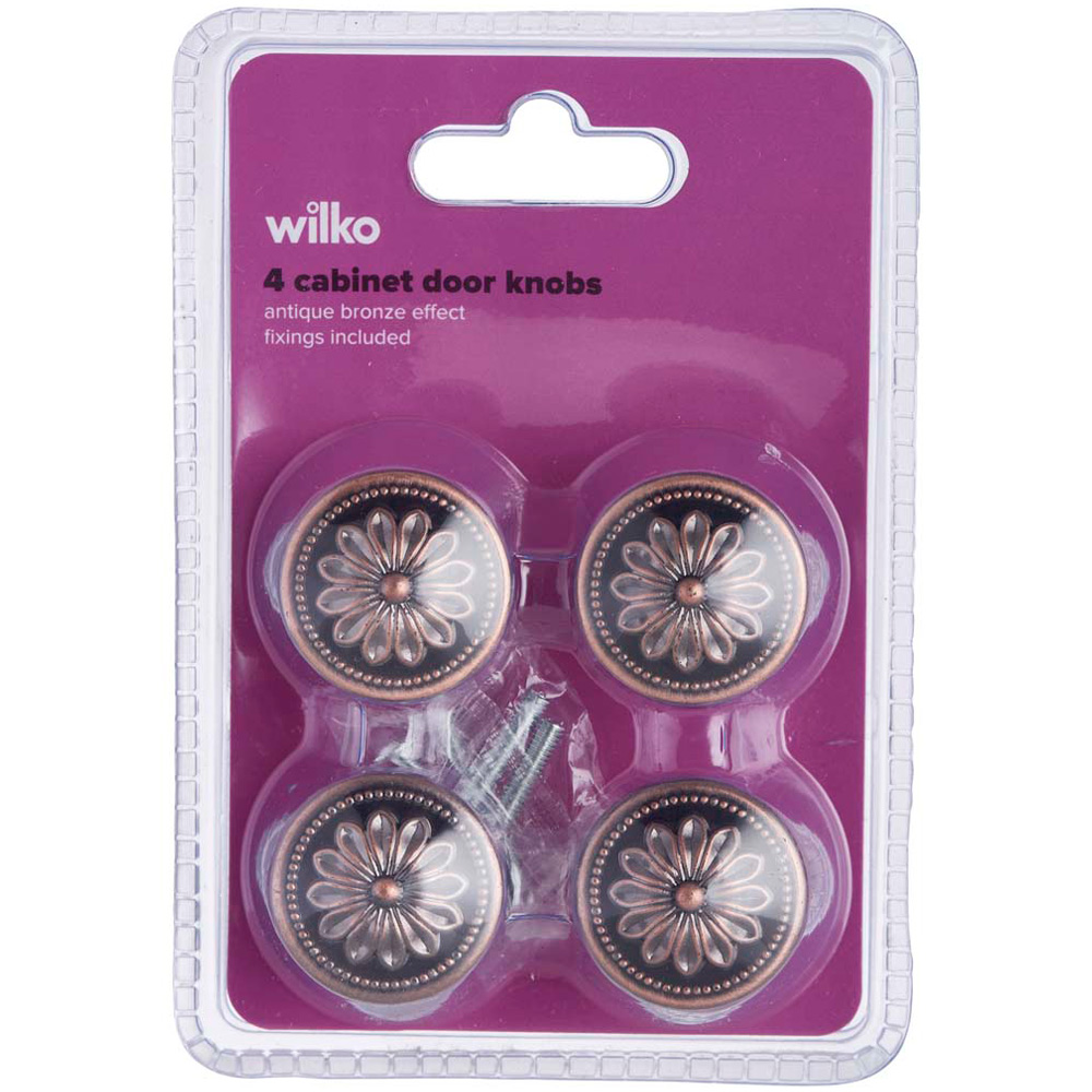 Wilko Antique Brass Door Pull 4 Pack Image 1