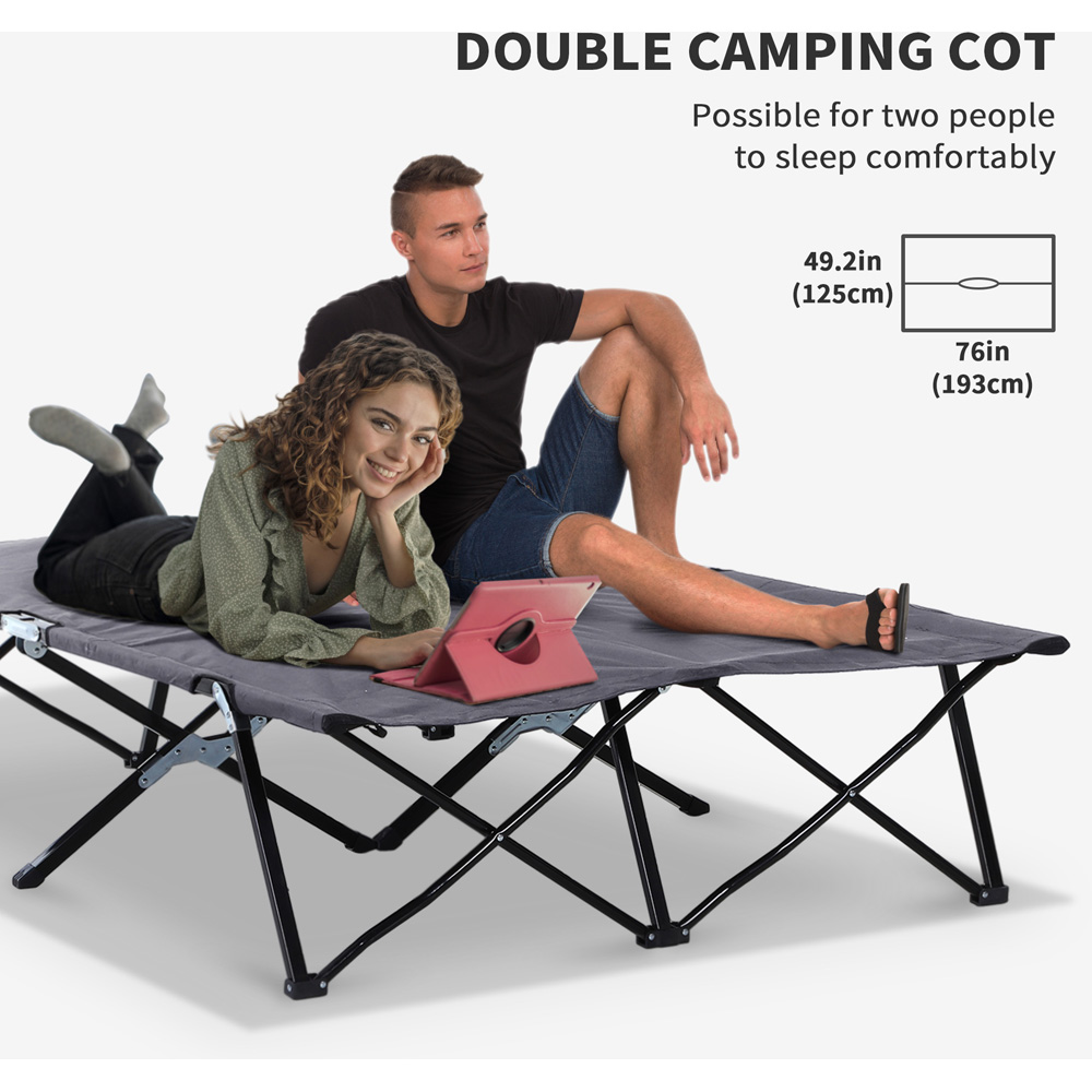 Outsunny Double Grey Foldable Camping Bed Image 6