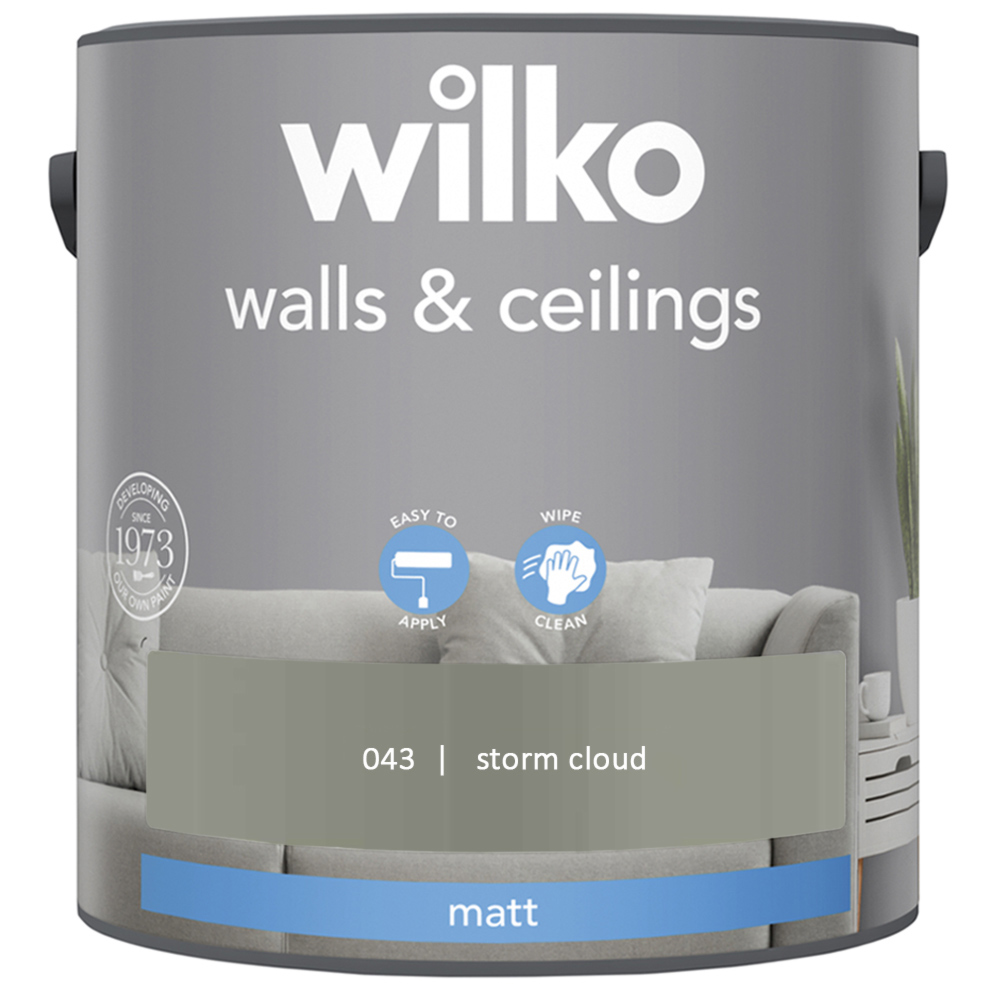 Wilko Walls & Ceilings Storm Cloud Matt Emulsion Paint 2.5L Image 2