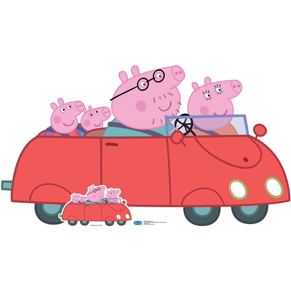 Star Cutouts Peppa Pig Family Car Cardboard Cutout 3.1ft Image 1
