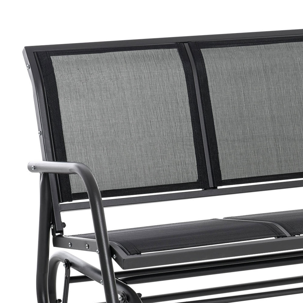Outsunny Texteline Black Glider Rocking Bench Image 4
