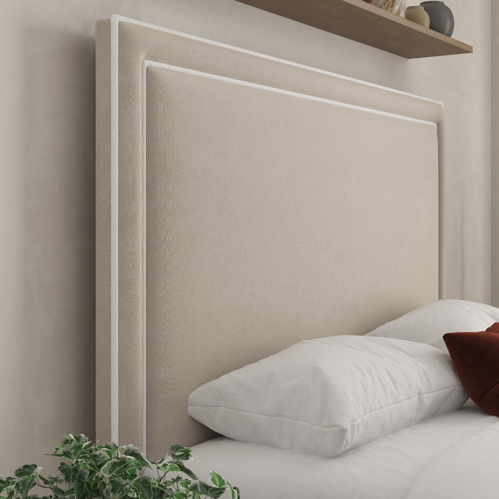 DS Living Verona Single Bistra Beige Piping Bed Frame Image 2