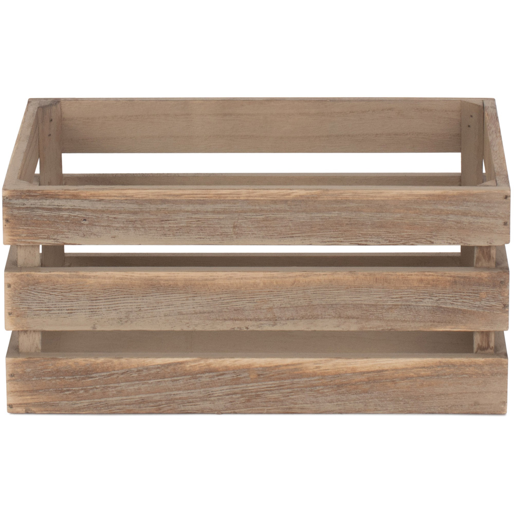 Red Hamper Small Oak Effect Slatted Wooden Storage Crate Wilko