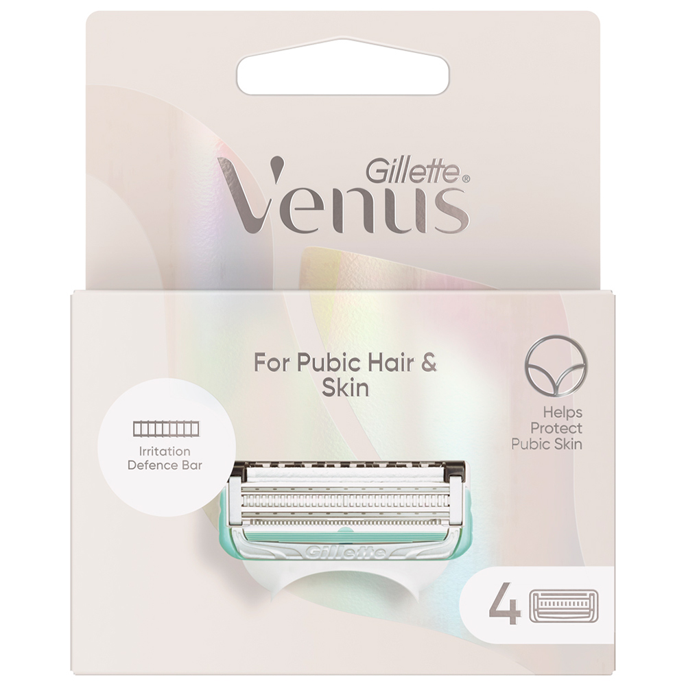 Venus Pubic Hair and Skin Razor Blades 4 Pack Image 1
