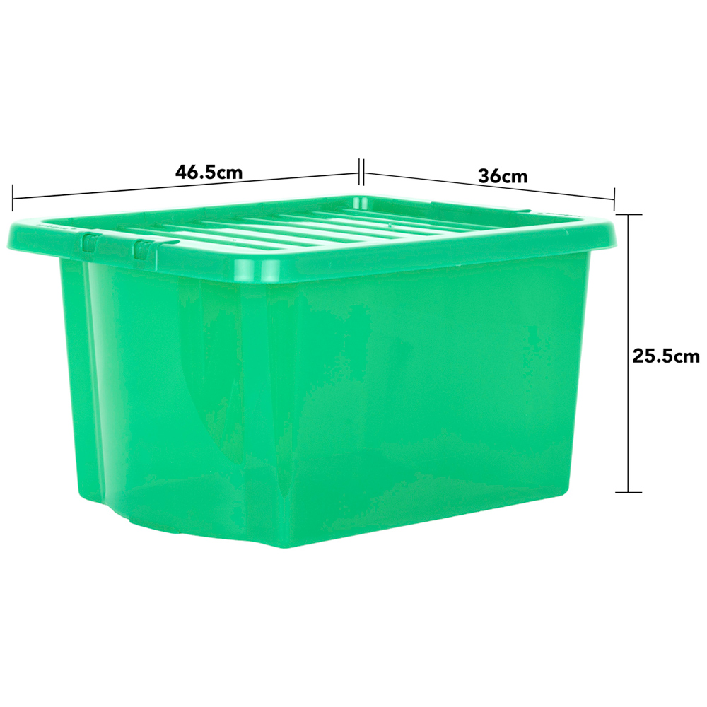 Wham Crystal 28L Clear Green Stackable Plastic Storage Box and Lid Pack 5 Image 5