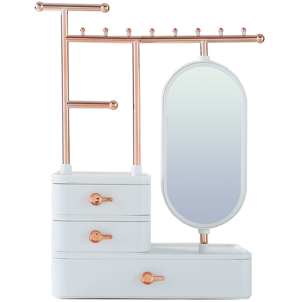 Living And Home SW0345 White ABS Make-Up Mirror With Jewellery Organiser Image 1