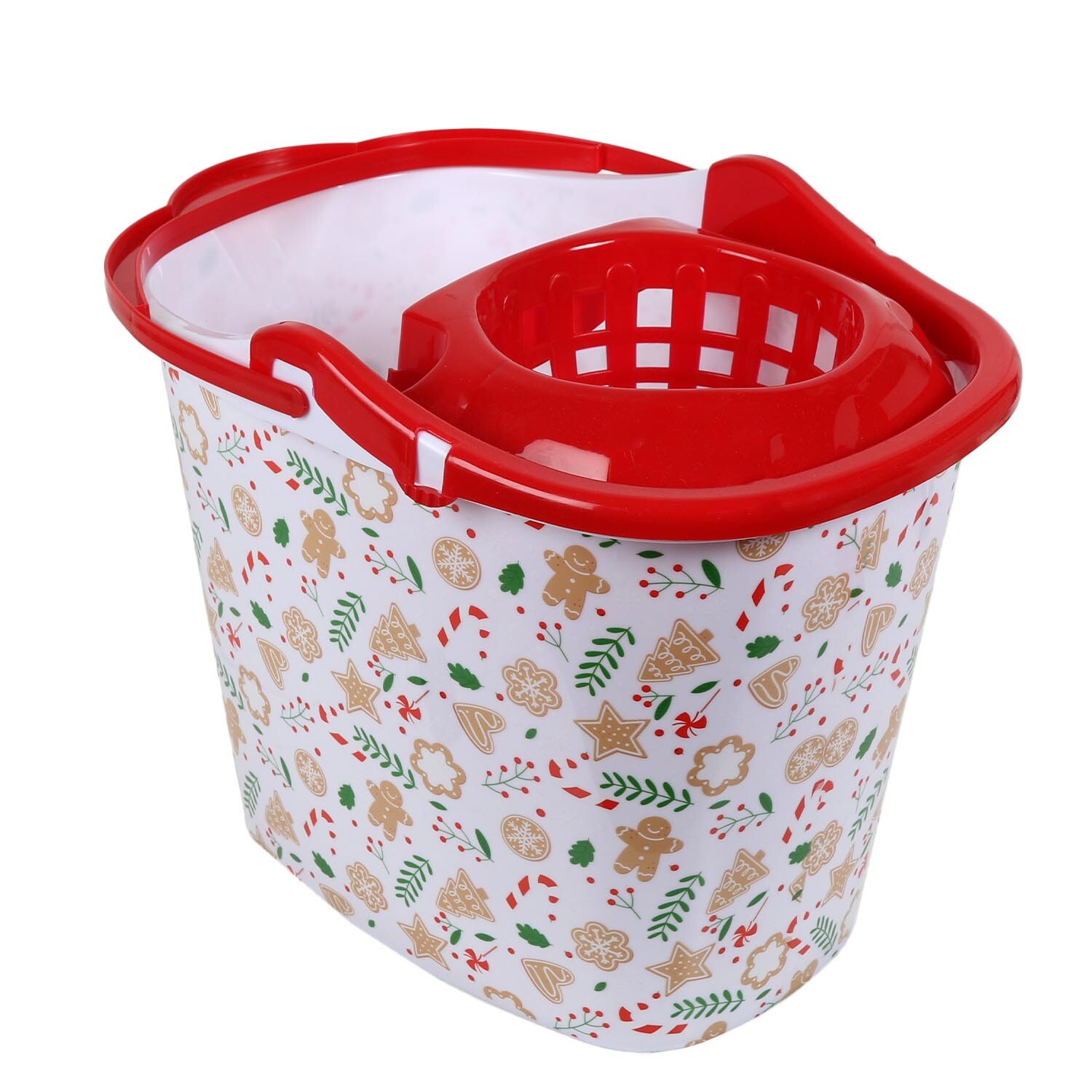 Gingerbread Mop Bucket - White & Red Image 2
