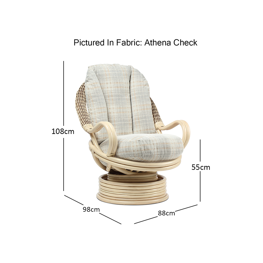 Desser Clifton Natural Rattan Check Fabric Swivel Rocker Chair Image 4