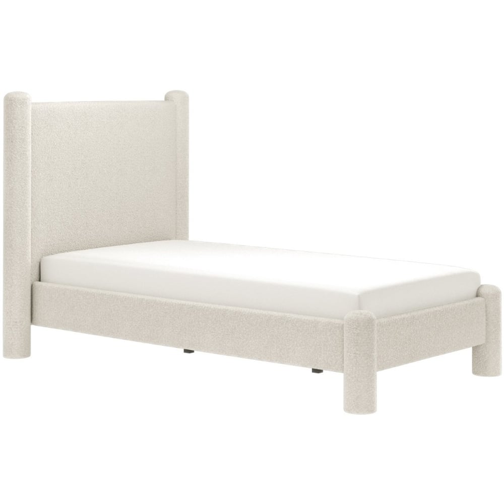 Flair Rayne Single Beige Boucle Fabric Pillar Bed Image 2