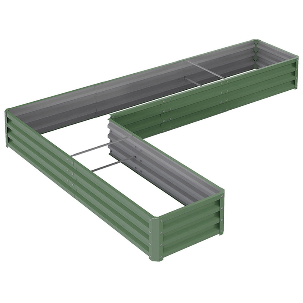 Living and Home Light Green L Shape Galvanized Steel Raised Garden Bed 207 x 277cm Image 2
