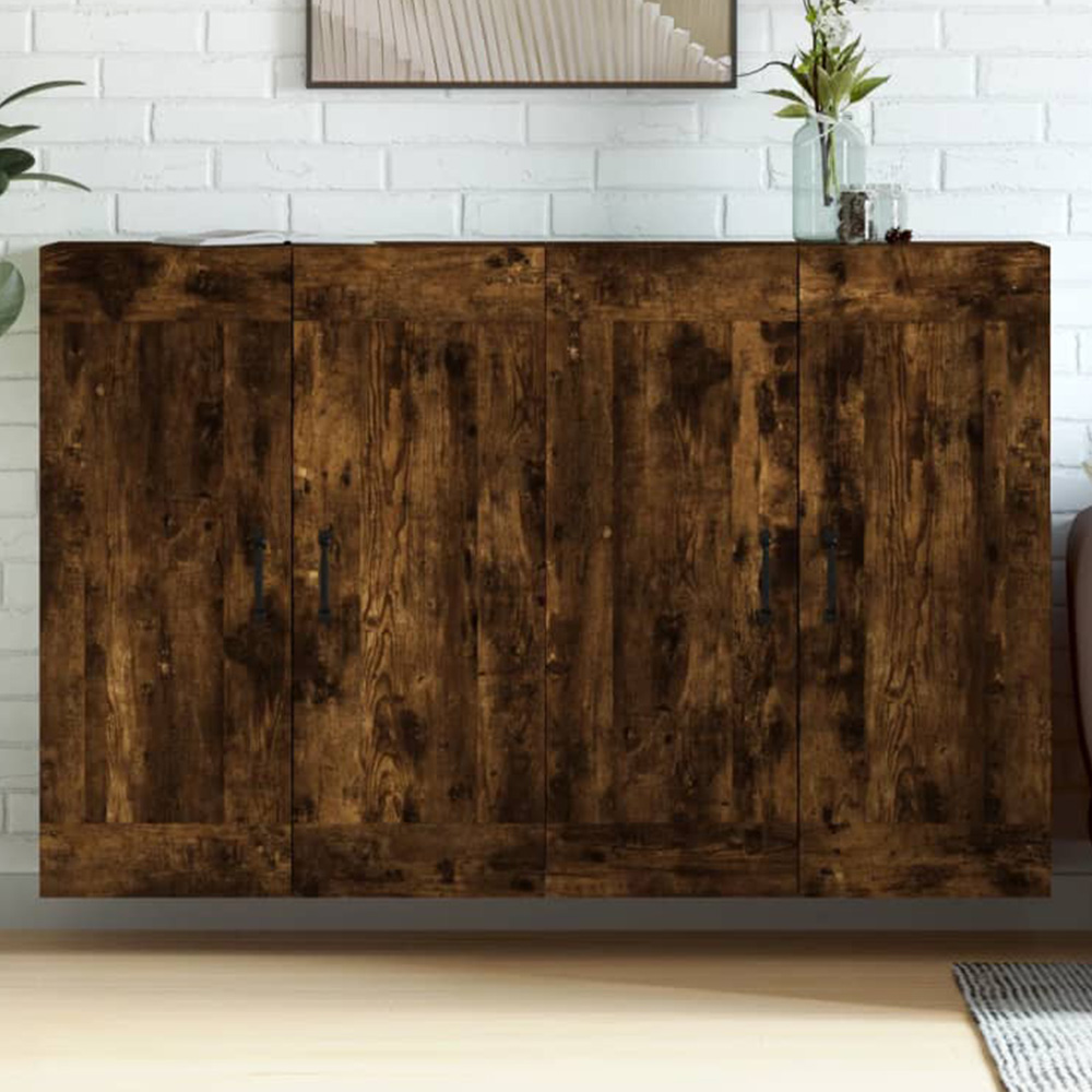 vidaXL 2 Door Smoked Oak Wall Mounted Cabinet Set of 3 Image 1