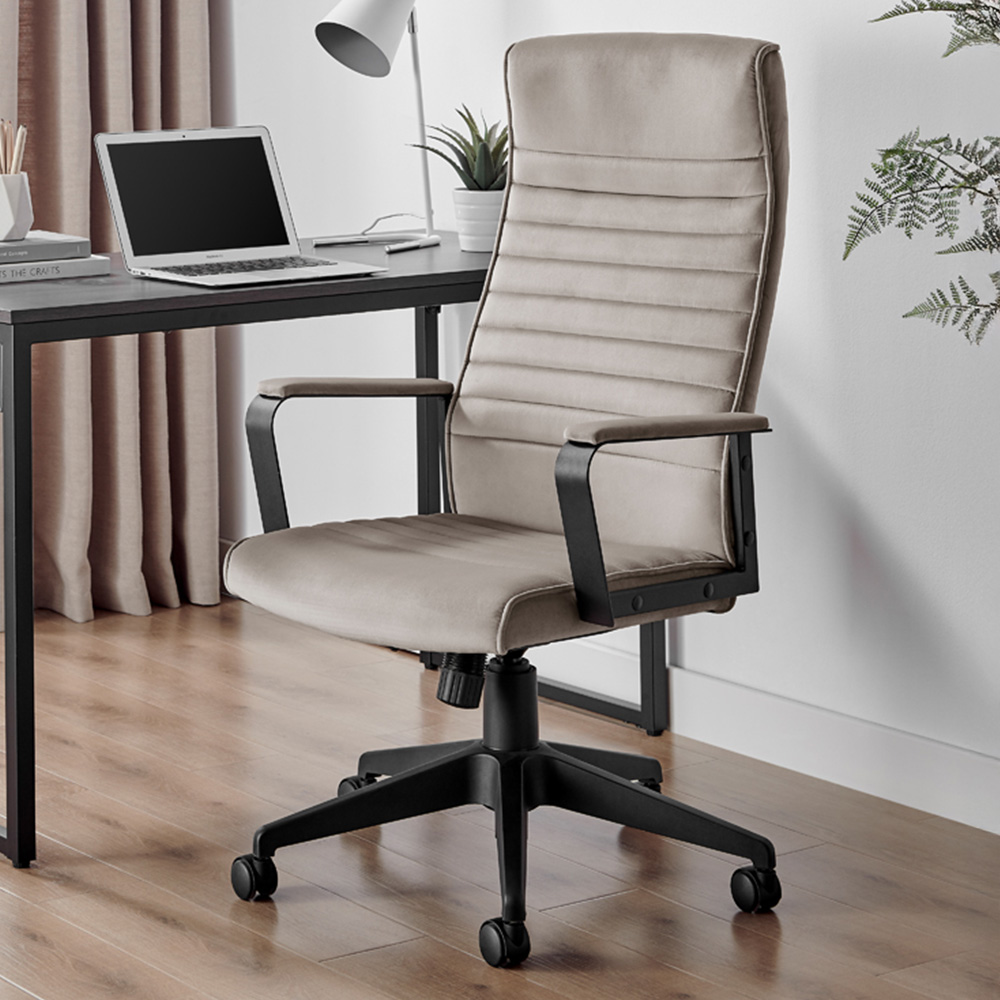 Furniturebox Central Cappuccino Beige Velvet Office Chair Image 1