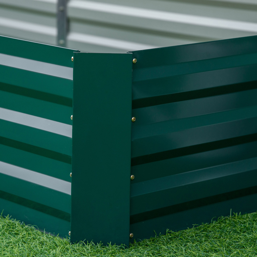 Outsunny Green Galvanised Steel Raised Garden Bed Planter with Open Bottom Image 3