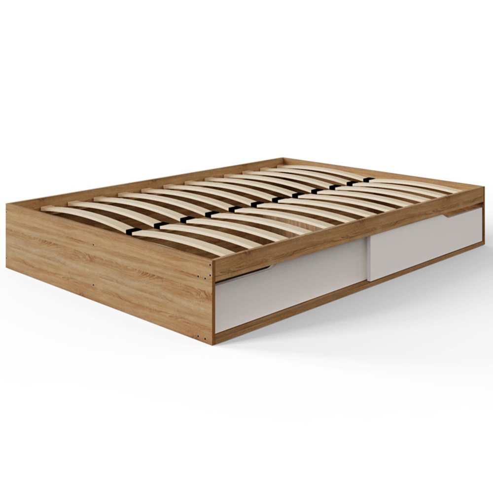 GFW Kai Double Oak and White 2 Drawer Platform Storage Bed Image 4