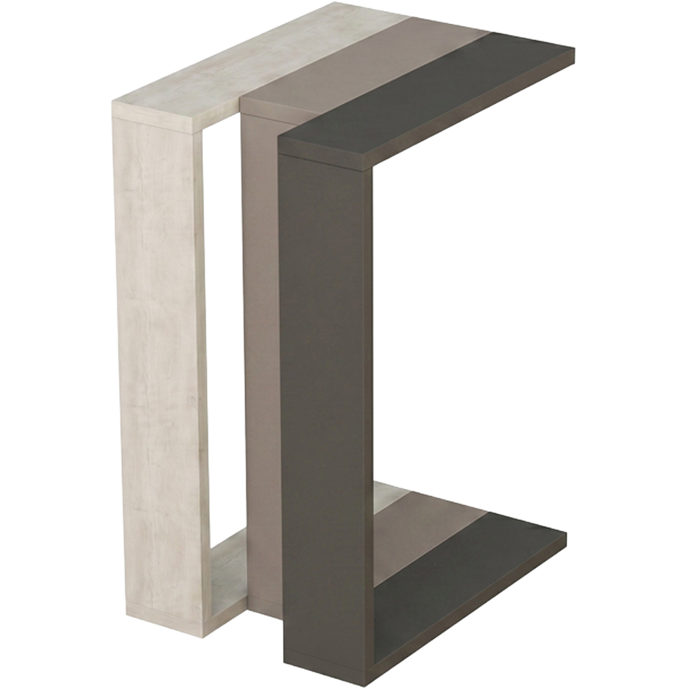 Decortie Muju Anthracite Mocha Grey and Ancient White Modern C Shape Side Table Image 2