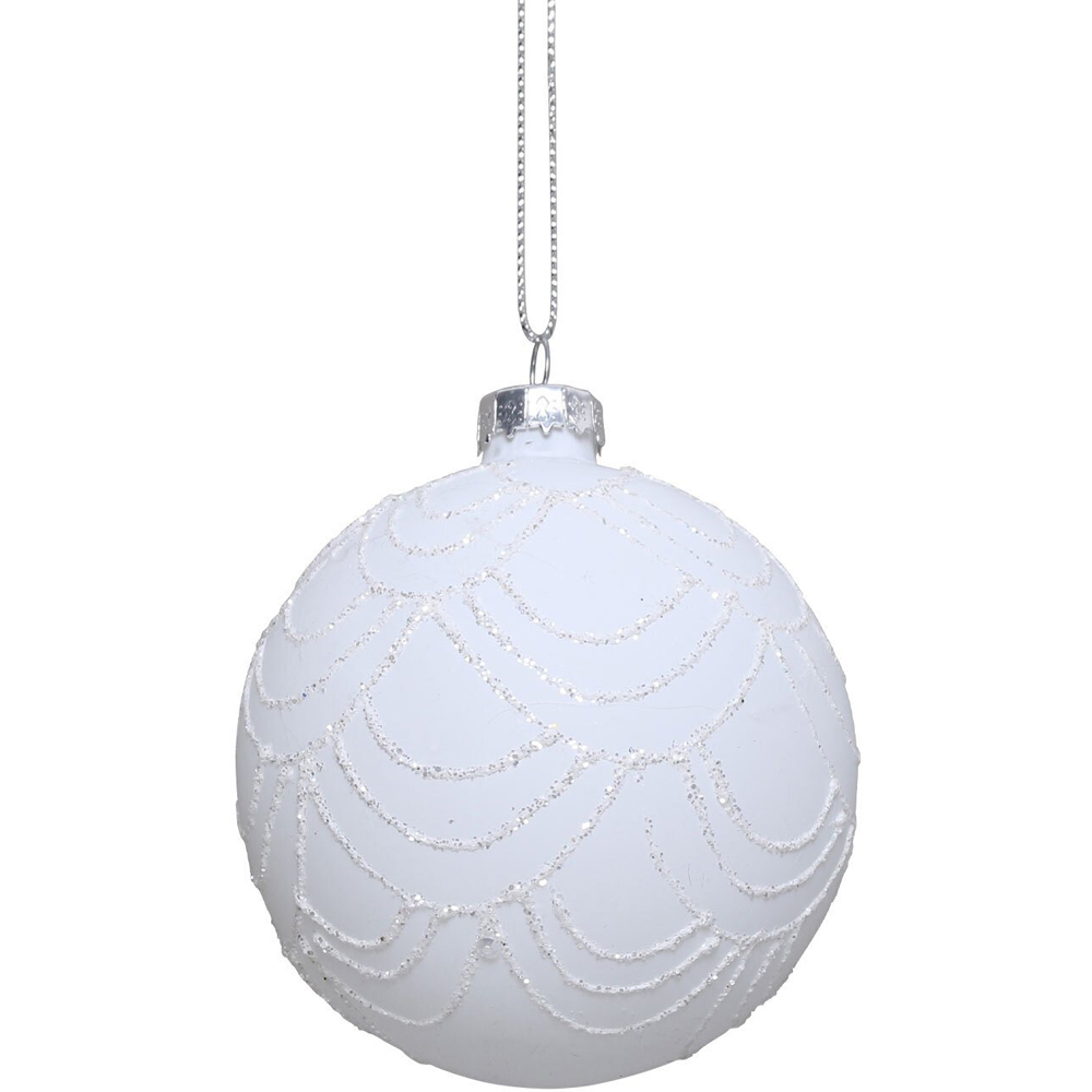 Majestic Metallics White Glittered Swirl Bauble Image 3