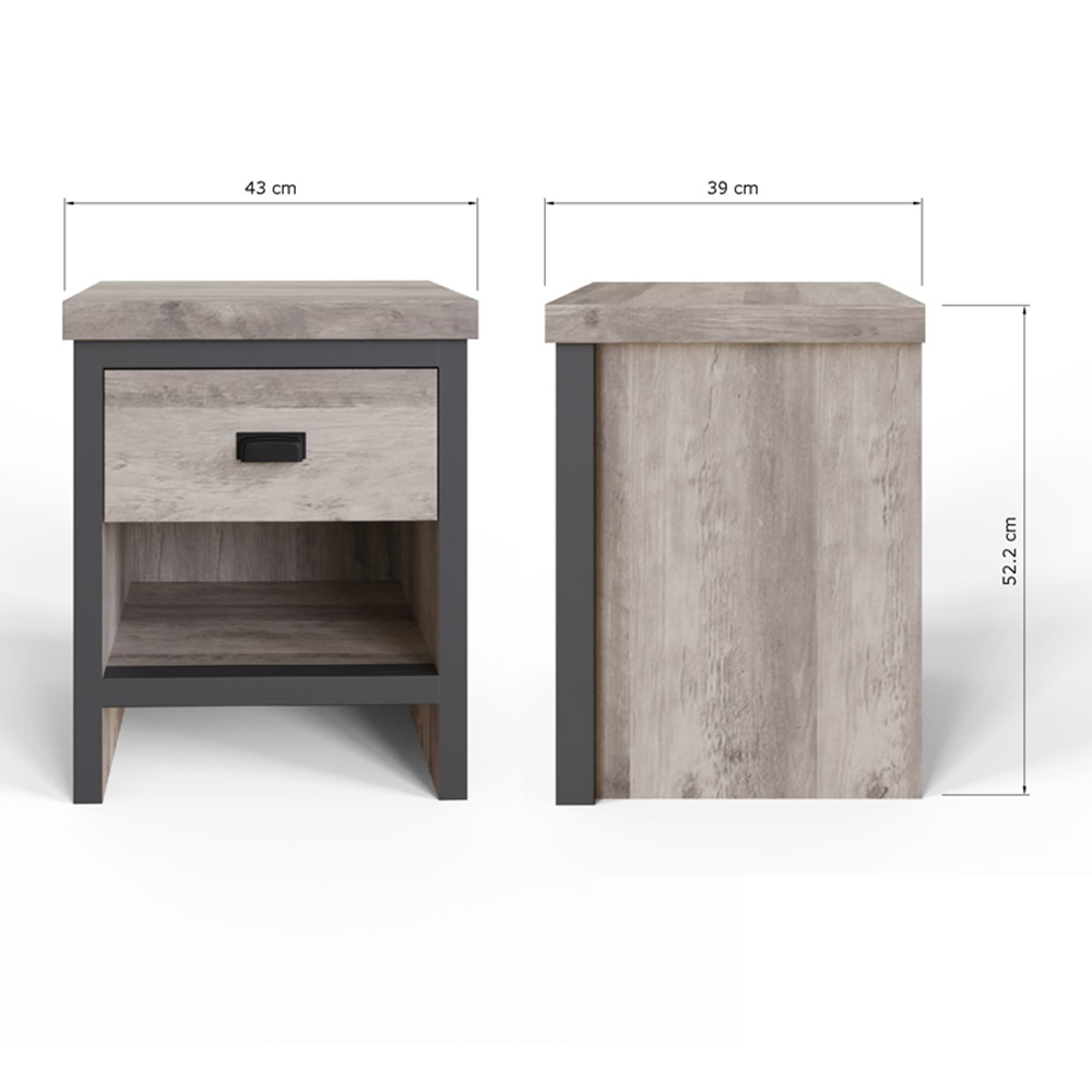 GFW Boston 2 Drawer Grey Bedside Table Set of 2 Image 9