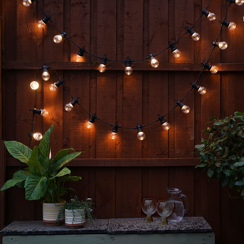 ValueLights 10 Bulb Black Festoon Warm White LED Garden String Light Wilko