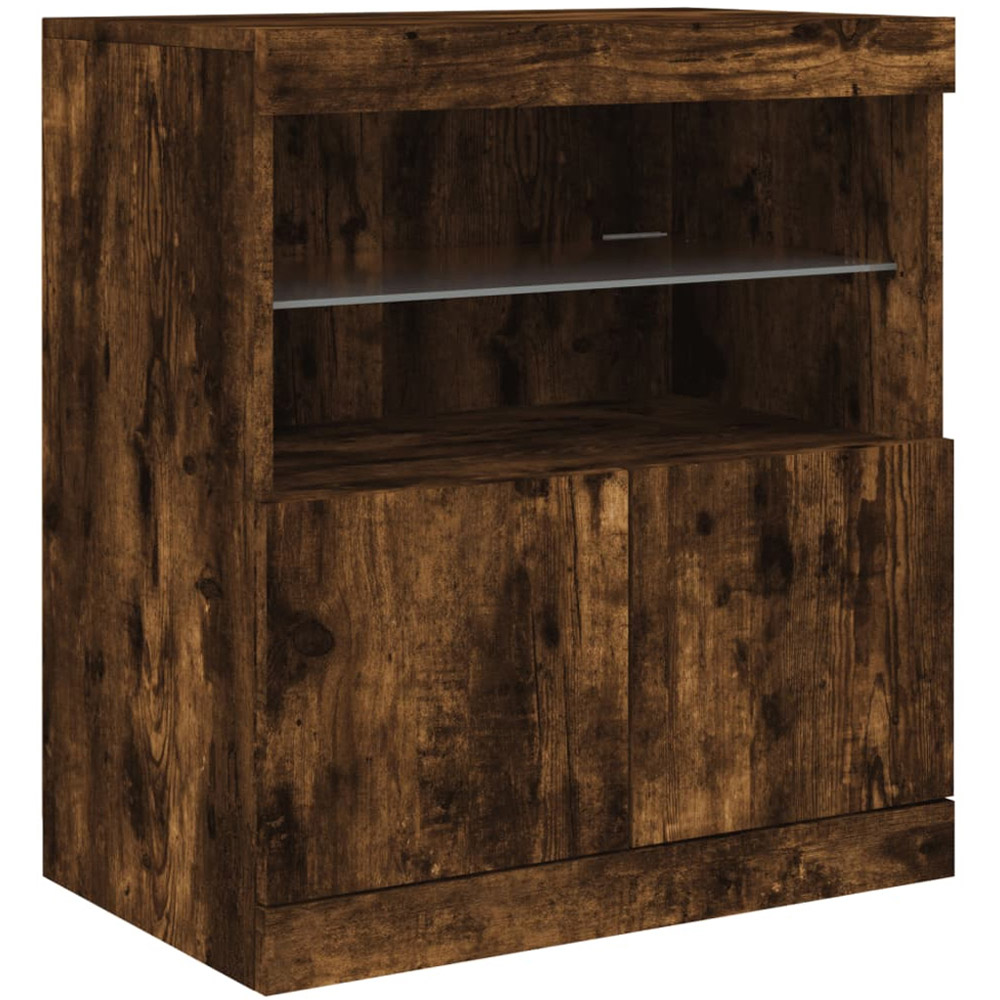 vidaXL 2 Door 2 Shelf Smoked Oak Sideboard with LED Lights Image 3