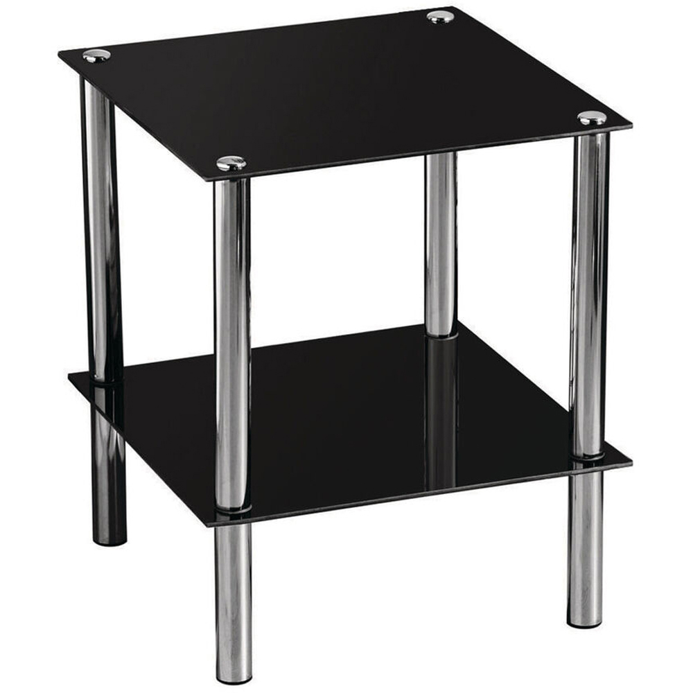 Premier Housewares Single Shelf Black Glass End Table Image 2